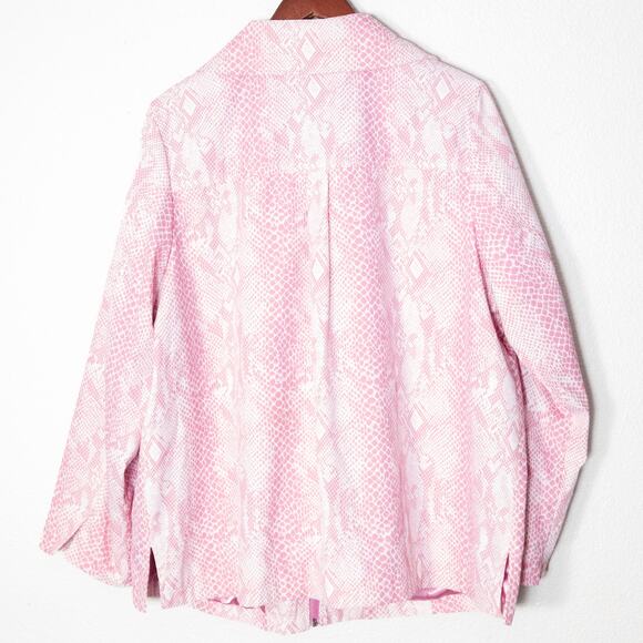 Dennis Basso Pink Zip Jacket Textured Satin Plus Size 1X Barbiecore - Picture 2 of 9